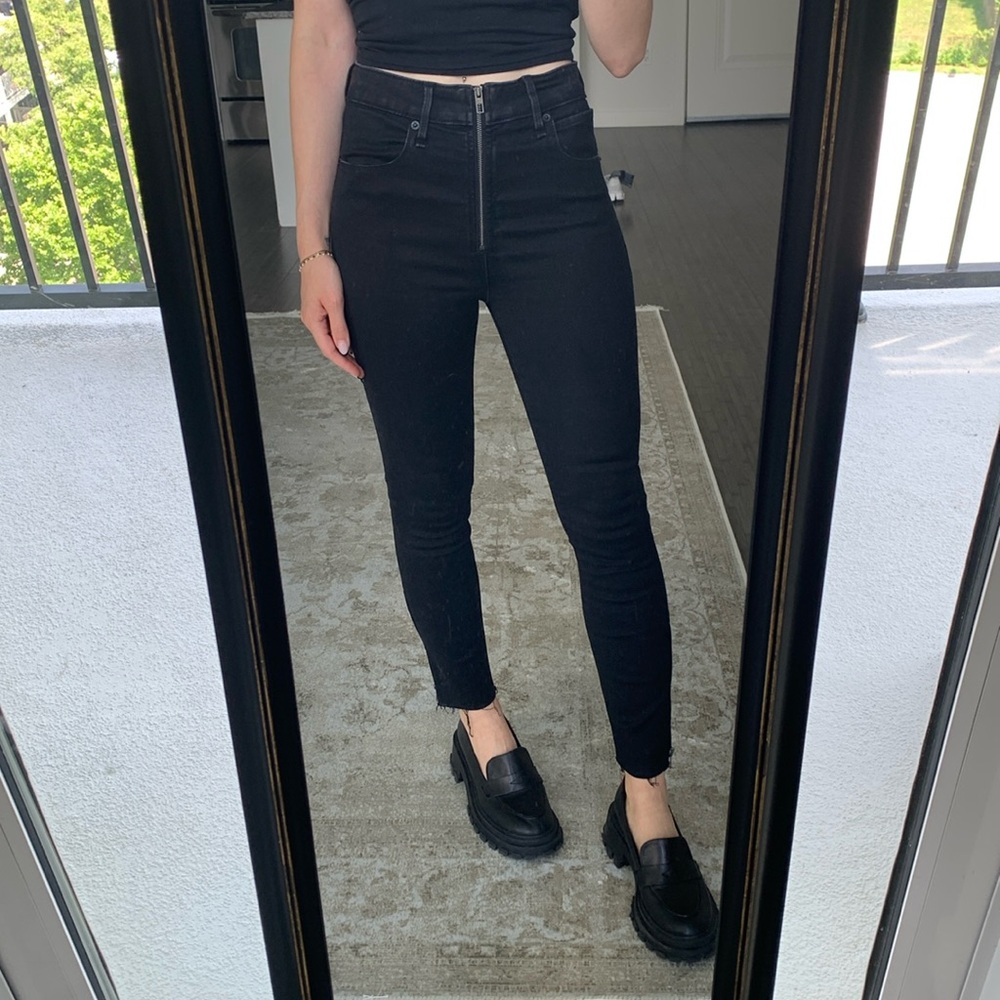 Abercrombie and fitch high rise super skinny ankle zipper black jeans denim